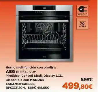 El Corte Inglés Aeg Horno Multifunción Con Pirólisis Bpe642120m oferta