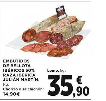 El Corte Inglés Embutidos De Bellota Ibéricos 50% Raza Ibérica Julián Martín oferta