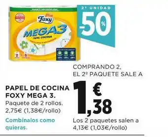 El Corte Inglés 2a Unidad -50% Papel De Cocina Foxy Mega 3 oferta