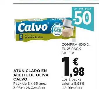 El Corte Inglés Atún Claro En Aceite De Oliva Calvo 3 x 65gne oferta