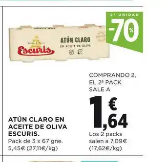 El Corte Inglés Atún Claro En Aceite De Oliva Escuris 3 x 67gne oferta