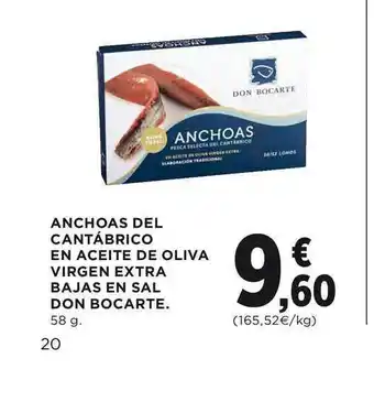 El Corte Inglés Anchoas Del Cantábrico En Aceite De Oliva Virgen Extra Bajas En Sal Don Bocarte 58g oferta