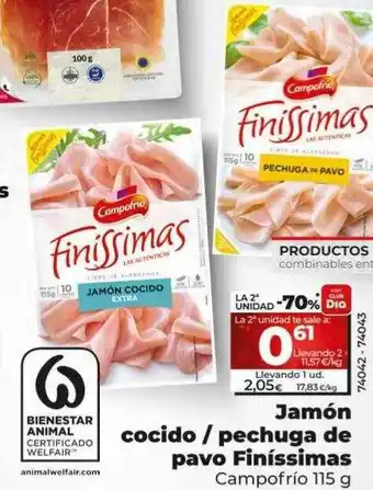 Dia La 2a unidad -70% jamón cocido - pechuga de pavo finíssimas campofrío oferta