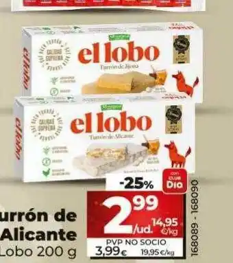 Dia Turrón de alicante el lobo oferta