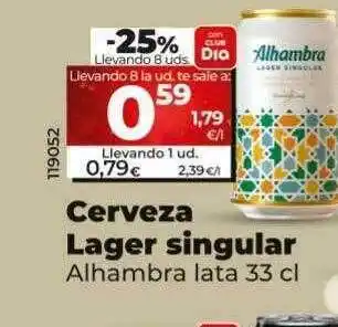 Dia Cerveza lager singular alhambra lata oferta