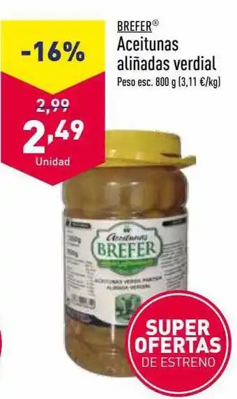 ALDI Brefer aceitunas aliñadas verdial oferta