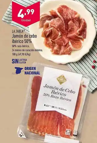 ALDI La tabla jamón de cebo ibérico 50% oferta