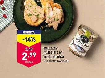 ALDI Sal de plata atún claro en aceite de oliva oferta
