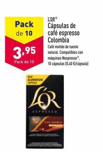 ALDI L'or cápsulas de café espresso colombia oferta