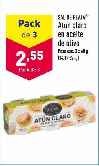 ALDI Sal de plata atún claro en aceite de oliva oferta