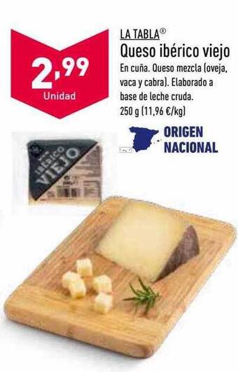 ALDI La tabla queso ibérico viejo oferta