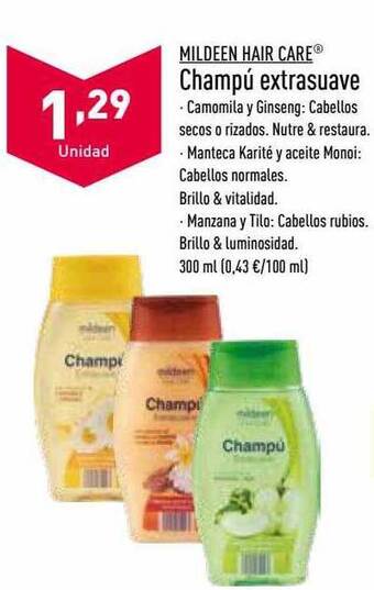 ALDI Mildeen hair care champú extrasuave oferta