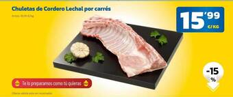 AhorraMas Chuletas de cordero lechal por carrés oferta