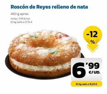 AhorraMas Roscón de reyes relleno de nata oferta