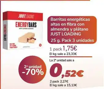 Carrefour 2a Unidad -70% Barritas Energéticas Altas En Fibra Con Almendra Y Plátano Just Loading oferta