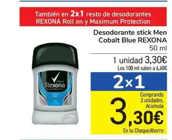 Carrefour Desodorante Stick Men Cobalt Blue Rexona 50ml oferta