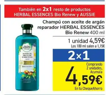 Carrefour Champú Con Aceite De Argán Reparador Herbal Essences 400ml oferta