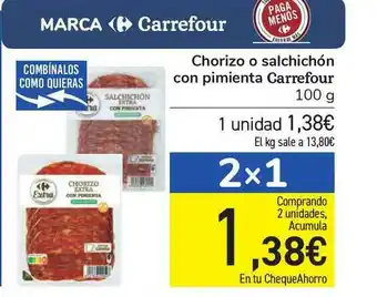 Carrefour Chorizo O Salchichón Con Pimienta Carrefour 100g oferta