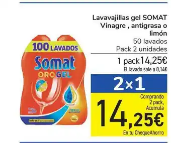 Carrefour Lavavajillas Gel Somat Vinagre Antigrasa O Limón oferta