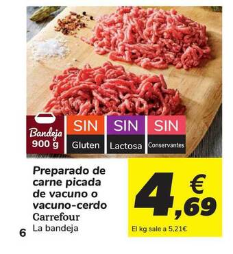 Carrefour Preparado De Carne Picada De Vacuno O Vacuno-cerdo Carrefour oferta