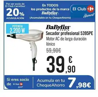 Carrefour Babyliss Secador Profesional 5395pe oferta