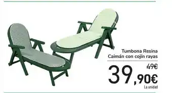 Carrefour Tumbona Resina Caimán Con Cojín Rayas oferta