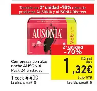 Carrefour 2a Unidad -70% Compresas Con Alas Noche Ausonia oferta