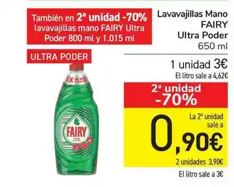 Carrefour Lavavajillas Mano Fairy Ultra Poder 650ml oferta