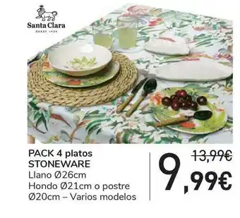 Carrefour Pack 4 Platos Stoneware oferta