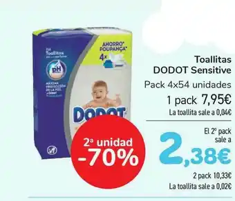 Carrefour 2a Unidad -70% Toallitas Dodot Sensitive oferta