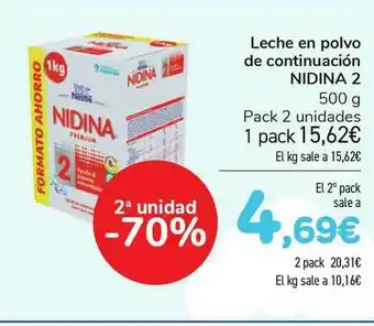 Carrefour Leche En Polvo De Continuación Nidina 2 500g oferta