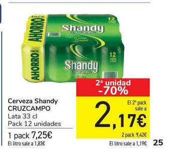 Carrefour Cerveza Shandy Cruzcampo 33cl oferta