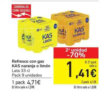 Carrefour Refresco Con Gas Kas Naranja O Limón 33cl oferta