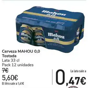 Carrefour Cerveza Mahou 0.0 Tostada 33cl oferta