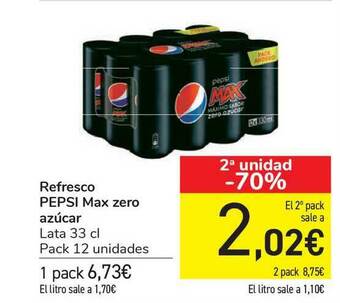 Refresco Pepsi Max Zero Azúcar 33cl