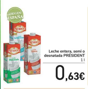 Carrefour Leche Entera Semi O Desnatada Président 1L oferta