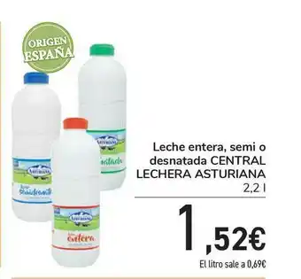 Carrefour Leche Entera Semi O Desnatada Central Lechera Asturiana 2.2L oferta
