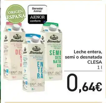 Carrefour Leche Entera Semi O Desntada Clesa 1L oferta