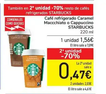 Carrefour Café Refrigerado Caramel Maccchiato O Cappuccino Starbucks 220ml oferta