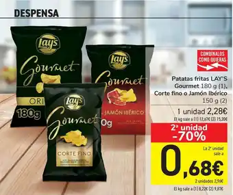 Carrefour Patatas Fritas Lay's Gourmet Corte Fino O Jamón Ibérico 150g oferta
