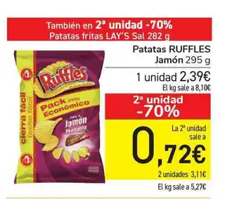 Carrefour Patatas Ruffles Jamón 295g oferta