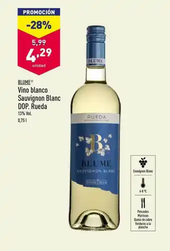 ALDI Blume Vino Blanco Sauvignon Blanc Dop Rueda 0,75L oferta