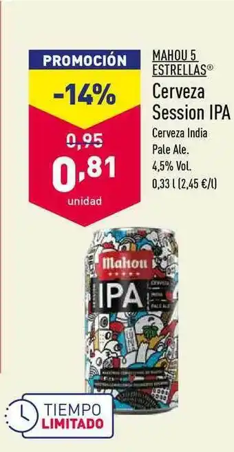ALDI Mahou 5 Estrellas Cerveza Session 0,33cl oferta