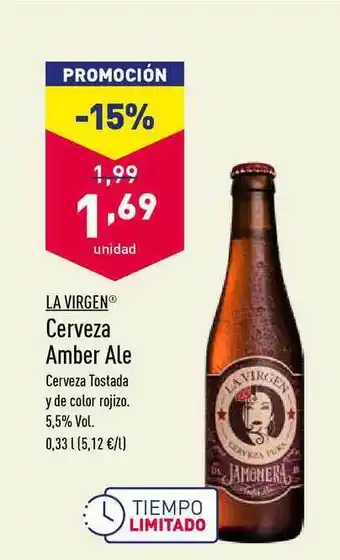 ALDI La Virgen Cerveza Amber Ale 0,33l oferta