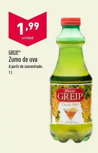 ALDI Greip Zumo De Uva 1l oferta
