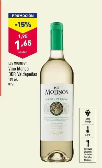 ALDI Los Molinos Vino Blanco Dop Valdepeñas 0,75l oferta