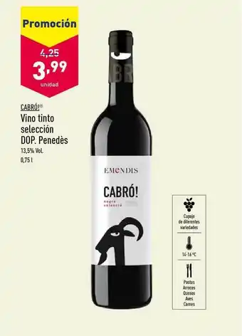 ALDI Cabró Vino Tinto Selección Dop. Penedès 0,75l oferta