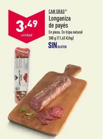 ALDI Can Gras Longaniza De Payés 300g oferta