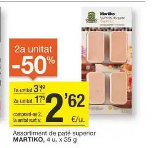 BonpreuEsclat 2a unitat -50% assortiment de paté superior martiko oferta