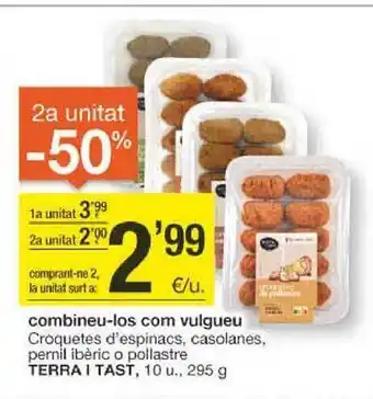 BonpreuEsclat 2a unitat -50% croquetes d'espinacs casolanes pernil ibèric o pollastre terra i tast oferta